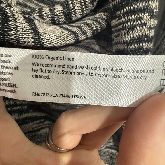 Eileen Fisher Linen Heathered Cardigan Sweater - Black/Tan M - Picture 5 of 5